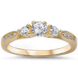 Yellow Gold Plated Cz Promise Fashion .925 Sterling Silver Ring