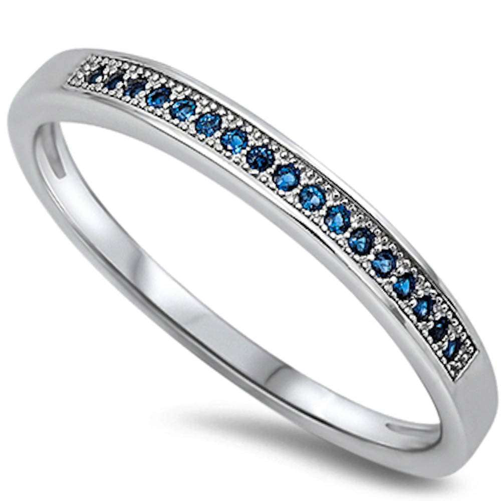 Blue Sapphire Band .925 Sterling Silver Ring Sizes 5-9