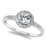 Halo Style CZ Promise Ring .925 Sterling Silver Sizes 3-12