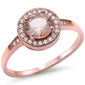Halo Morganite & Cz Engagement .925 Sterling Silver Ring Sizes 5-20