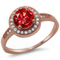 Halo Style Ruby & Cz .925 Sterling Silver Ring Sizes 4-10