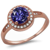 <span>CLOSEOUT!</span> Halo Style Tanzanite & Cz .925 Sterling Silver Ring