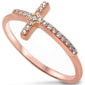 Rose Gold Plated Sideways Cross .925 Sterling Silver Sizes 4-11