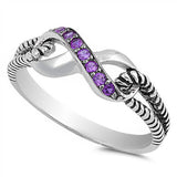  Amethyst Infinity Knot .925 Sterling Silver Ring
