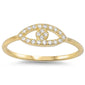 Yellow Gold Plated Cz Evil Eye .925 Sterling Silver Ring Sizes 3-9