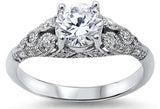 Antique Design Round Cubic Zirconia .925 Sterling Silver Ring