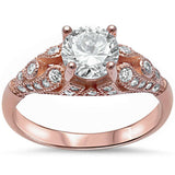 Rose Gold Plated Round Cubic Zirconia .925 Sterling Silver Ring