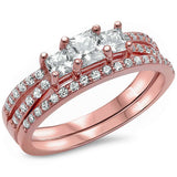 <span>CLOSEOUT!</span>LabRose Gold Plated Princess cut Cz Engagement Set .925 Sterling Silver