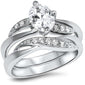 Fine Cz Wedding Engagement Set .925 Sterling Silver Ring Sizes 5-10