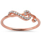 Rose Gold Plated Cz Music Note .925 Sterling Silver Ring Sizes 3-12