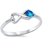 Heart Shape Infinity w/ Blue Topaz .925 Sterling Silver Ring sizes 5-9
