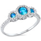 Blue Topaz & Cz .925 Sterling Silver Ring Sizes 5-9