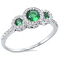 Emerald & Cz .925 Sterling Silver Ring Sizes 5-9