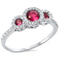 Ruby & Cz .925 Sterling Silver Ring Sizes 5-9