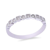 Round & Square Cubic Zirconia Band .925 Sterling Silver Ring Sizes 5-9