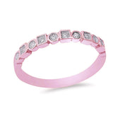 Rose Gold Plated Round & Square Cubic Zirconia Band .925 Sterling Silver Ring