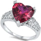 Heart Shape Ruby & Cz .925 Sterling Silver Ring Sizes 5-11