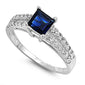 Blue Sapphire Cz .925 Sterling Silver Ring Sizes 4-10