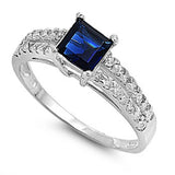  Princess-cut Blue Sapphire Cz .925 Sterling Silver Ring
