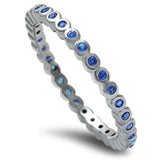 Round Blue Sapphire Eternity Band .925 Sterling Silver Ring Sizes 2-12
