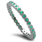 <span>CLOSEOUT! </span>Round Green Emerald Eternity Band .925 Sterling Silver Ring Sizes 4-5