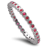 <span>CLOSEOUT! </span>Round Ruby Eternity Band .925 Sterling Silver Ring