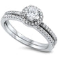 1CT Halo Style Cz 2 Rings Set .925 Sterling Silver Ring Sizes 5-10