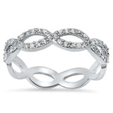 Cubic Zirconia Infinity Eternity Band .925 Sterling Silver Ring