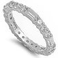 NEW BEAUTIFUL ROUND AND BAGUETTE WHITE CZ BAND .925 Sterling Silver Ring Sizes 5-10