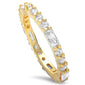 Yellow Gold Plated Round & Baguette Cz Band .925 Sterling Silver Ring Sizes 4-12
