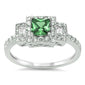 NEW BEAUTIFUL GREEN EMERALD & CZ HIGH FASHION .925 Sterling Silver Ring Sizes