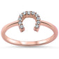 Rose Gold Plated Cz Horse Shoe .925 Sterling Silver Ring Sizes 4-10