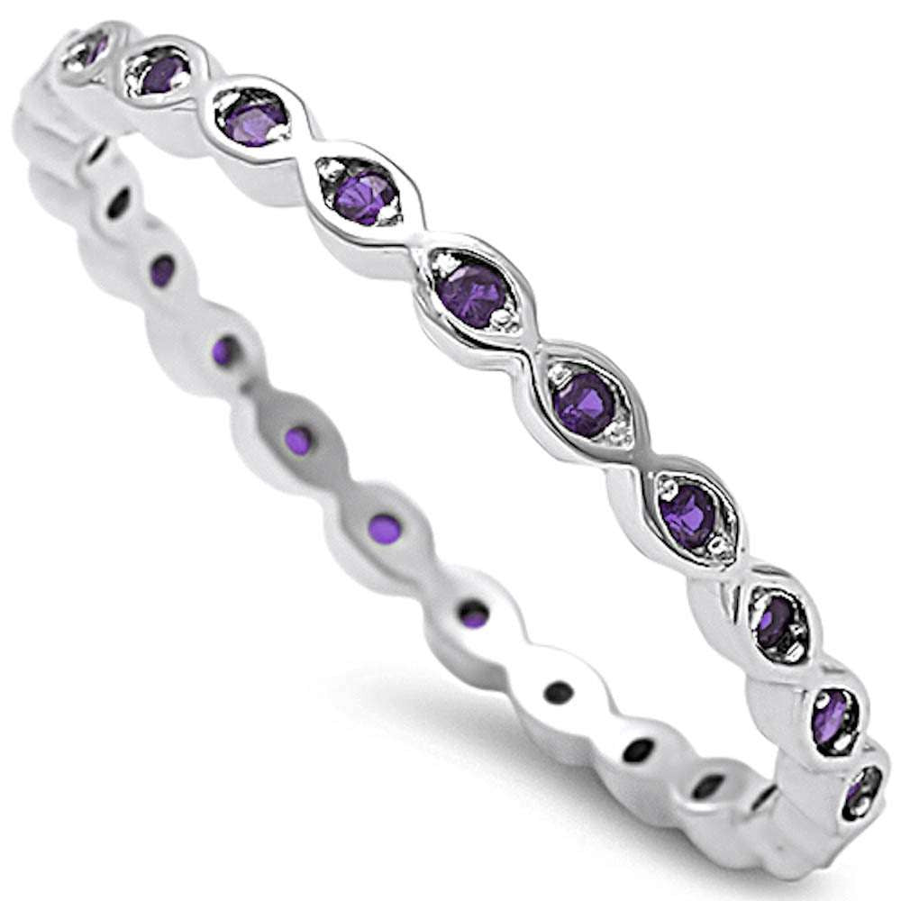 Amethyst Eternity Band .925 Sterling Silver Ring Sizes 4-10