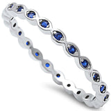 Blue Sapphire Eternity Band .925 Sterling Silver Ring