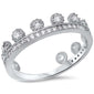 Cubic Zirconia Plain Crown .925 Sterling Silver Ring Sizes 5-9