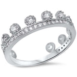 Cubic Zirconia Plain Crown .925 Sterling Silver Ring Sizes 5-9