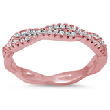 <span>CLOSEOUT!</span>Rose Gold Plated Infinity Style Cubic Zirconia .925 Sterling Silver Ring
