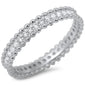 Bali Style Cz Band .925 Sterling Silver Ring Sizes 5-10