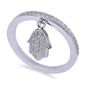 Micro Pave Cubic Zirconia Band with Hand of God .925 Sterling Silver Ring Sizes 5-9