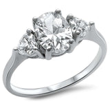 Oval & Heart Shape Cz .925 Sterling Silver Ring
