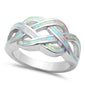 White Opal Celtic Design .925 Sterling Silver Rings Sizes 6-9