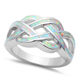 White Opal Celtic Design .925 Sterling Silver Rings