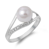 Elegant! Fresh Water Pearl & CZ .925 Sterling Silver Ring Sizes 5-9