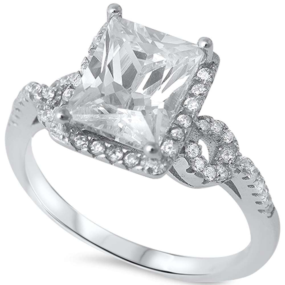 Radiant Cut Cz .925 Sterling Silver Ring sizes 5-10
