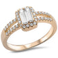 Yellow Gold Plated Baguette Cubic Zirconia .925 Sterling Silver Ring Sizes 5-9