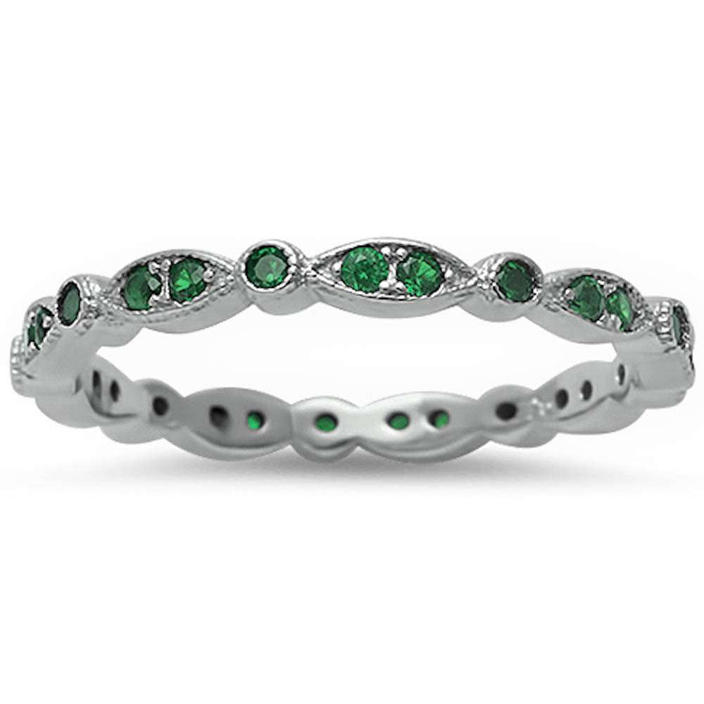 <span>CLOSEOUT!</span> Green Emerald Wraparound All Seeing Eyes .925 Sterling Silver Band Ring Sizes 4-12