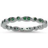 <span>CLOSEOUT!</span> Green Emerald Wraparound All Seeing Eyes .925 Sterling Silver Band Ring Sizes 4-12