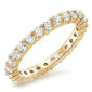 <span>CLOSEOUT! </span>Yellow Gold Plated Cubic Zirconia Eternity Anniversary Band .925 Sterling Silver Ring Sizes 4-10