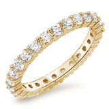 Yellow Gold Plated Cubic Zirconia Eternity Anniversary Band .925 Sterling Silver Ring