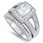 BEAUTIFUL RADIANT CUT 3 RING BRIDAL SET.925Sterling Silver Ring Sizes 5-10
